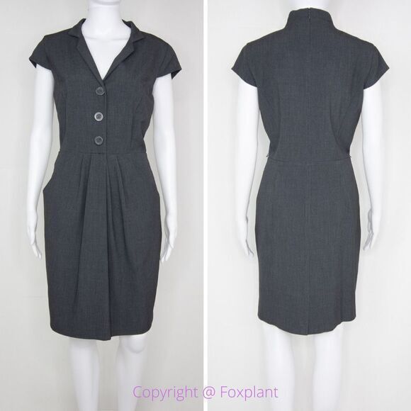 Calvin Klein grey short sleeves‎ sheath dress with side pockets, 10 - Picture 1 of 16